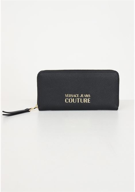 Black wallet with logo plaque in faux leather for women VERSACE JEANS COUTURE | 75VA5PA1ZS467899
